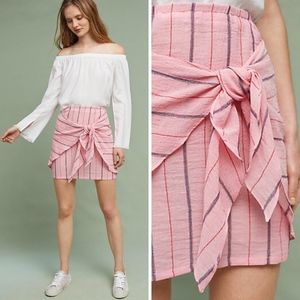 Anthropologie Striped Tie Front Skirt